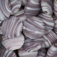 Matte Glass Swirls, Round Disc 25mm, Purple, Wholesale Bag 250gr