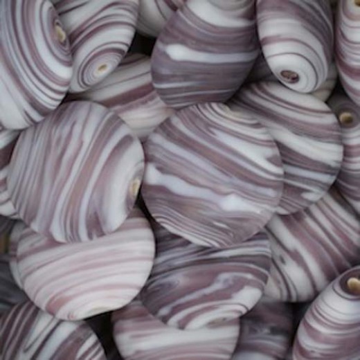 Matte Glass Swirls, 20mm Disc, Purple, Wholesale Bag 250gr