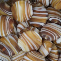 Matte Glass Swirls, Round Disc 25mm, Brown, Wholesale Bag 250gr