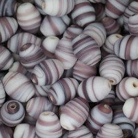 Bulk Bag Matte Glass Swirls, Ovals, 10 x 13mm, Purple, Approx 250 Grams 