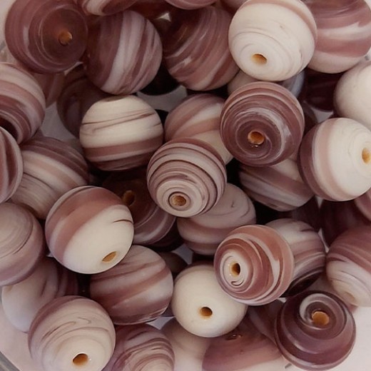 Matte Glass Swirls, 10mm Round, Purple, Pack of 10