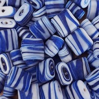 Matte Glass Swirls, 15mm Square Disc, Blue, Pack of 5