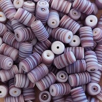 Matte Glass Swirls, 10 x 14mm Tubes, Purple, Pack of 10