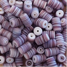 Matte Glass Swirls, 10 x 14mm Tubes, Purple, Pack of 10