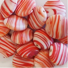 Matte Glass Swirls, Round Disc 25mm, Red, Wholesale Bag 250gr