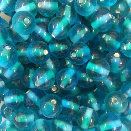 Aqua Two Tone Glass Beads, Pack of 10