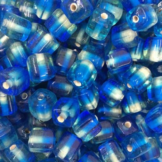 Blue Two Tone Glass Cubes, Pack of 10