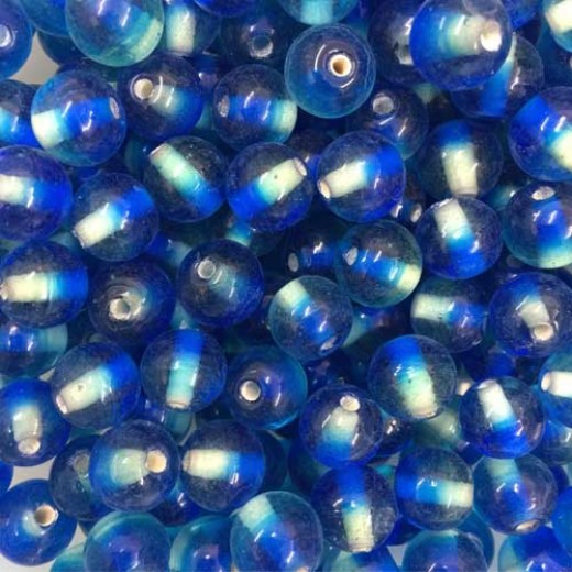 Blue Two Tone Glass Beads, Pack of 10