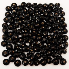 Shiny Black Ceramic Lentil Beads, Approx. 50g
