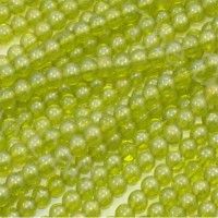 6mm Round Indian Glass Beads, Frosted Green, Pack of 20