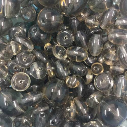 Bulk Bag Assorted Style Glass Beads, Grey, Approx 250 Grams