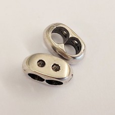 Half Button Slider Component for 4mm leather, Antique Silver LL133AS, Pack of 2