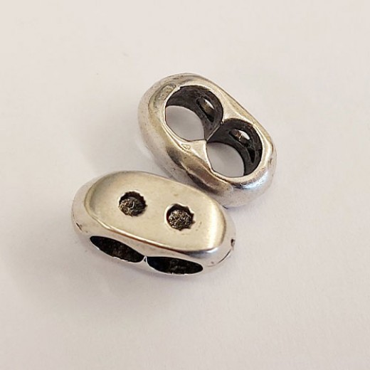 Half Button Slider Component for 4mm leather, Antique Silver LL133AS, Pack of 2