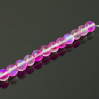 Mermaid Glass Beads, 6mm, Fuchsia Mystic, Pack of 10, Colour 7