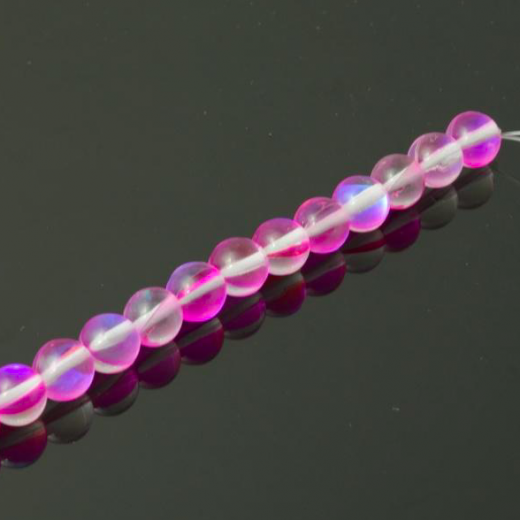 Mermaid Glass Beads, 8mm, Fuchsia Mystic, Pack of 10, Colour 7
