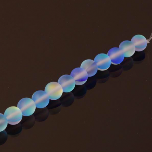 Mermaid Glass Beads, 6mm, Matte Blue Mystic, Pack of 10, Colour 13