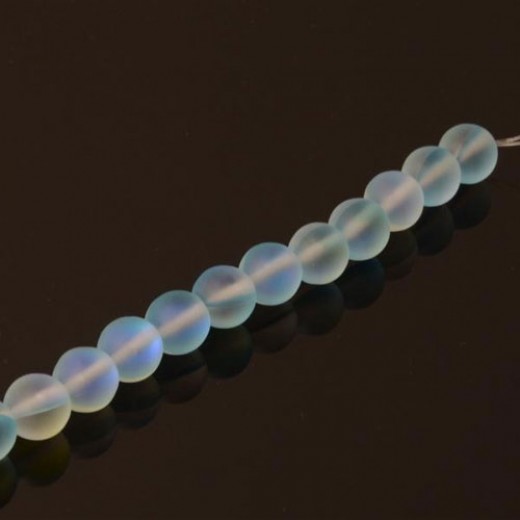 Mermaid Glass Beads, 8mm, Matte Aqua Mystic, Pack of 10, Colour 10
