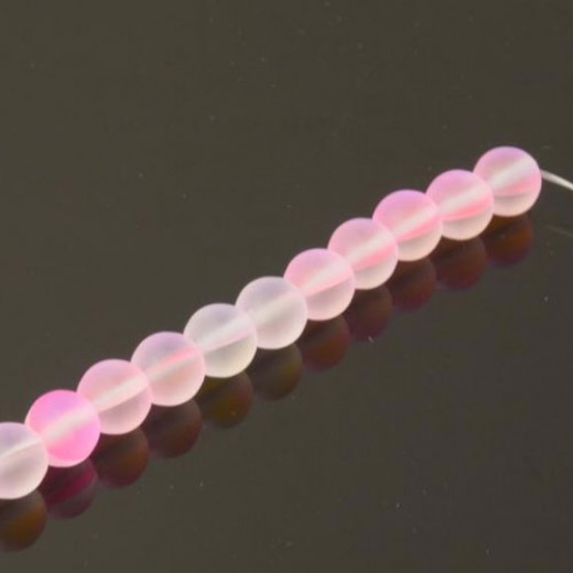 Mermaid Glass Beads, 6mm, Matte Pink Mystic, Pack of 5, Colour 14