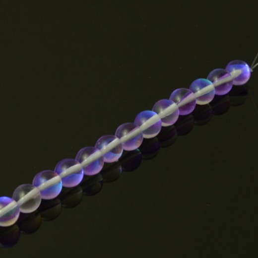 Mermaid Glass Beads, 8mm, Purple Mystic, Pack of 10, Colour 3
