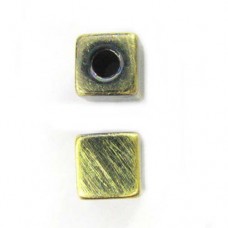 8mm Brushed Satin Brass Cube Large Hole Bead, pack of 4