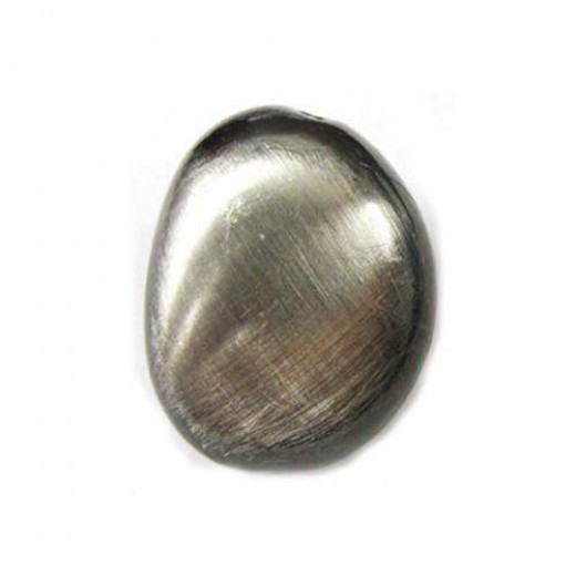 24x19mm Flat Oval Bead  Brushed Satin Silver Bead