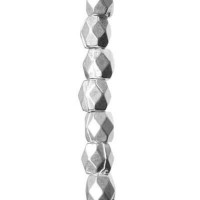 3mm Faceted Barrel Bead Bright Silvers, Strand of 57 Beads