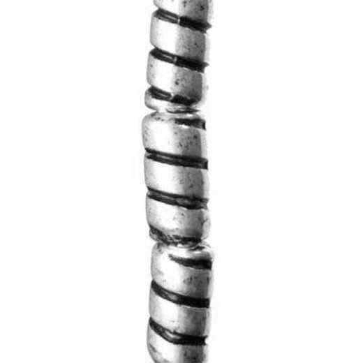 4x9mm Barber Pole Antique Silver,  20 Beads