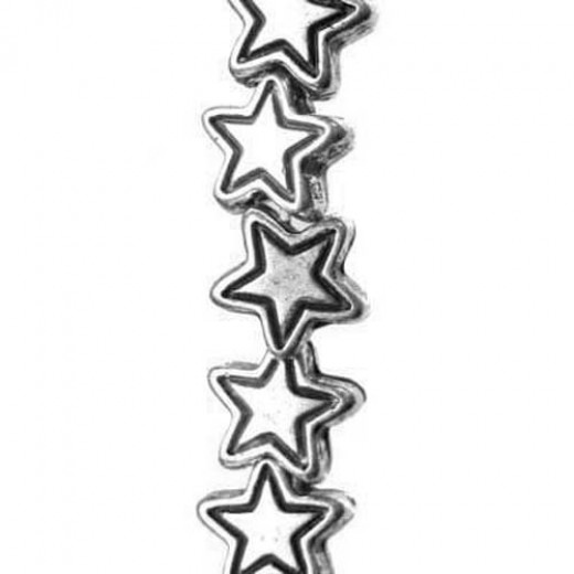 6mm Star Bead Antique Silver Beads, pack of 33 Beads