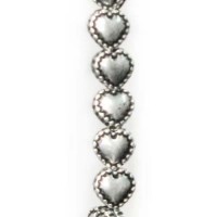 5mm Beaded Edged Heart Antique Silver Beads, Strand of 32