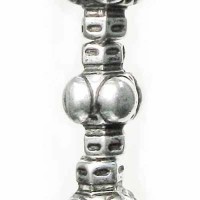 14mm Domed Barber Pole Antique Silver Beads, Strand of 13