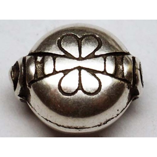 12mm Bug  patterned Antique Silver Bead, BU07, pack of 3