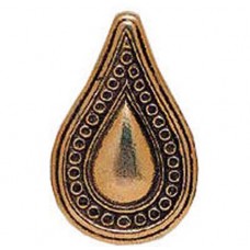 20mm Flat Designed Beaded Teardrop Bead, Antique Copper Plated