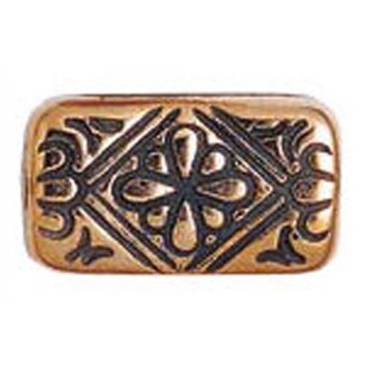 21mm Flat Designed Rectangle Bead, Antique Copper Plated