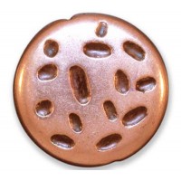 29mm Flat Textured Circle Bead, Antique Copper Plated