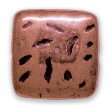 27mm Flat Textured Square Bead, Antique Copper Plated