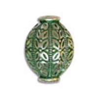 22x17mm Round Urn Shaped Green Patina Bead 