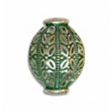 22x17mm Round Urn Shaped Green Patina Bead 