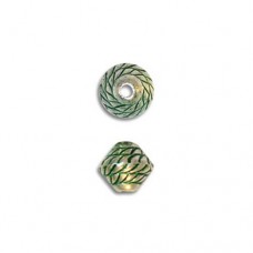 7x6mm Mushroom Rope Green Patina Bead, pack of 10