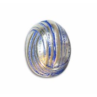 14x10mm French Knot Ribbon Oval Blue Denim Bead, pack of 4