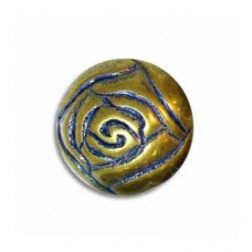 14mm Rosebud Bead Blue Denim Brass, Pack of 10