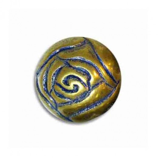 14mm Rosebud Bead Blue Denim Brass, Pack of 10