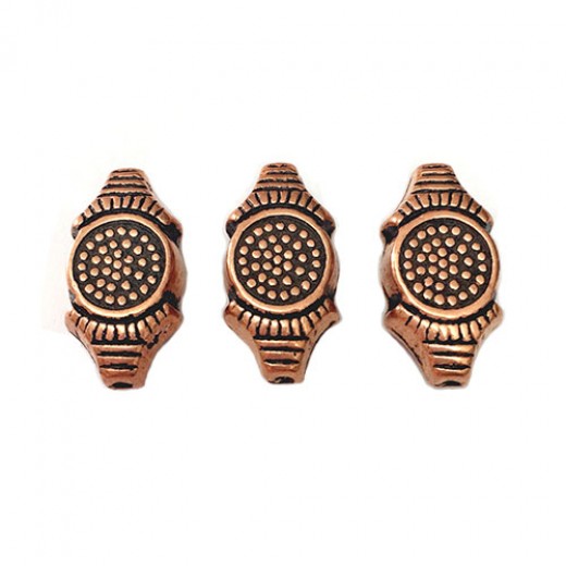 24mm Flat Designed Bead, Antique Copper Plated, Pack of 2