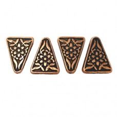 15mm Flat Designed Triangle Bead, Antique Copper Plated, pack of 4