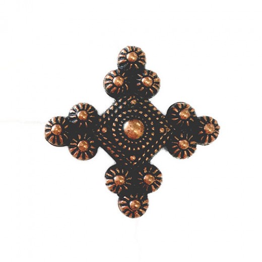27mm Flat Diamond Pinwheel Cross Bead, Antique Copper Plated