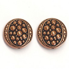 18mm Flat Designed Fancy Bead, Antique Copper Plated, Pack of 2