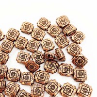 8mm Flat Concho Beads, Antique Copper Plated, Pack of 5