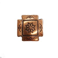 24mm Flat Designed Concho Bead, Antique Copper Plated