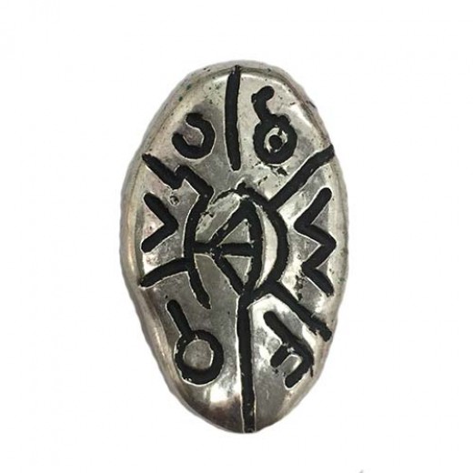 33mm Oval Shaped Scrimshaw Antique Silver Bead