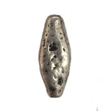 31mm Thin Oval Shaped Patterned Antique Silver Bead