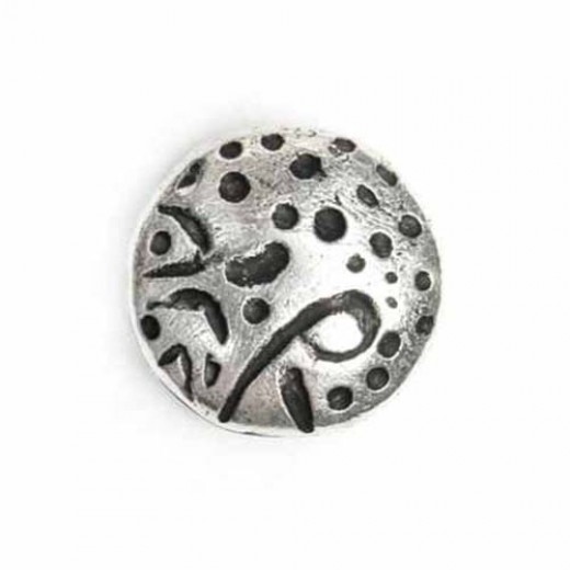 13mm Fancy Designed Crater Antique Silver Beads, Pack of 5